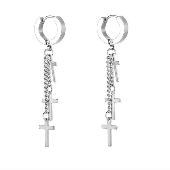 Stainless Steel Triple Cross Earring! - Picture 2 of 10